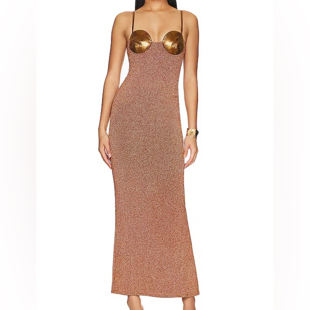 camila coelho donna dress in copper